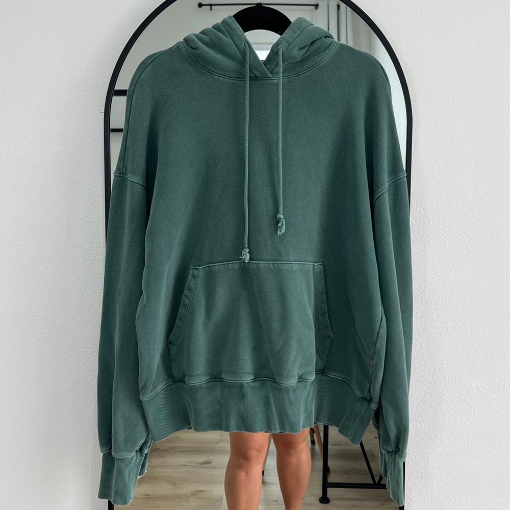 Green hoodie.